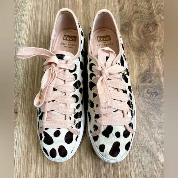 Kate Spade New York X Keds Print Calf Hair Double Decker Oversized Dot Size 8 - Picture 1 of 7